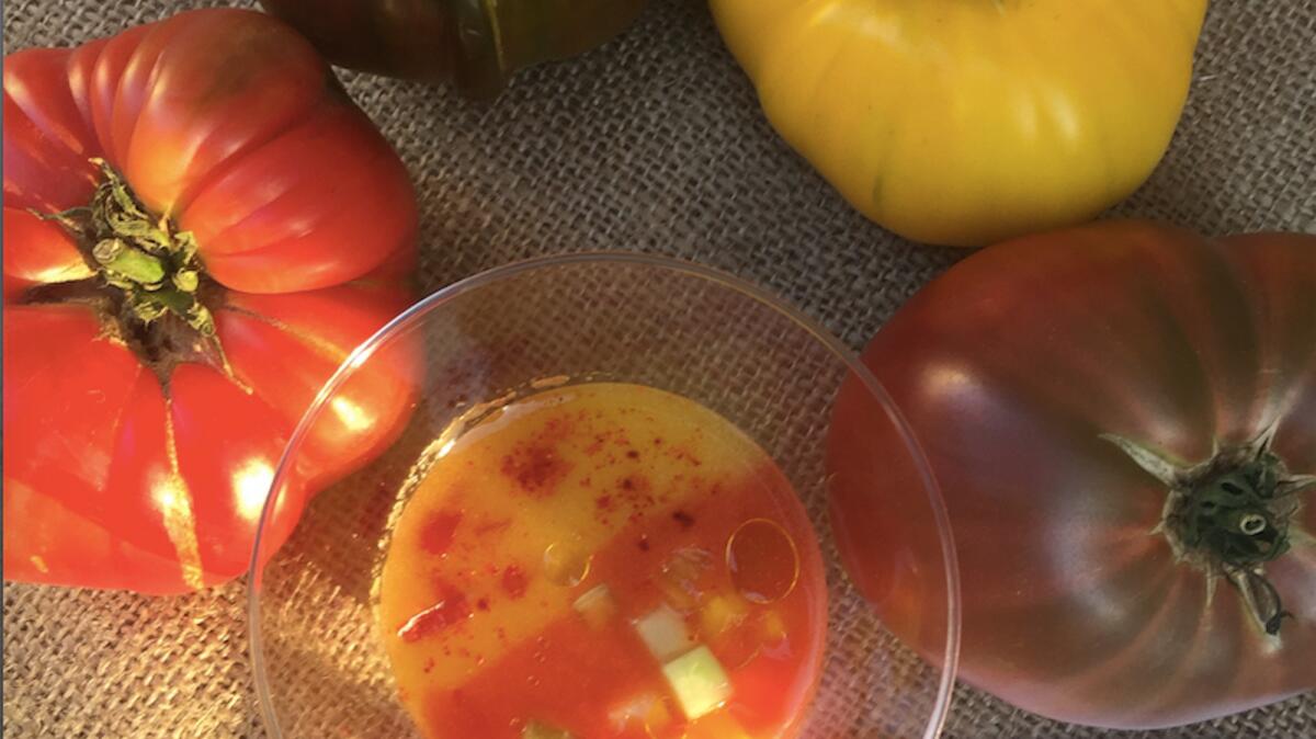 Heirloom tomato gazpacho from Spring.