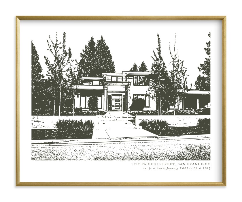 A photo shows a customized house portrait.