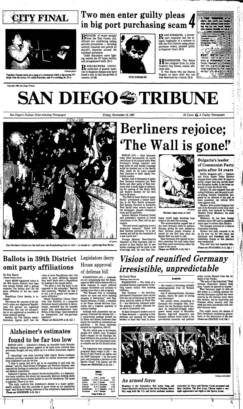 The Berlin Wall Fell 30 Years Ago The San Diego Union Tribune