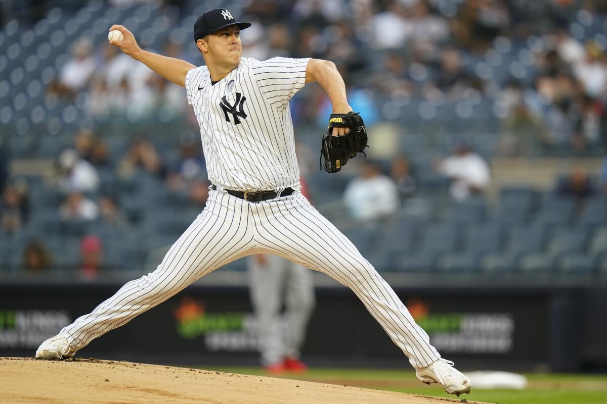 New York Yankees' Jameson Taillon pitches during the first inning.