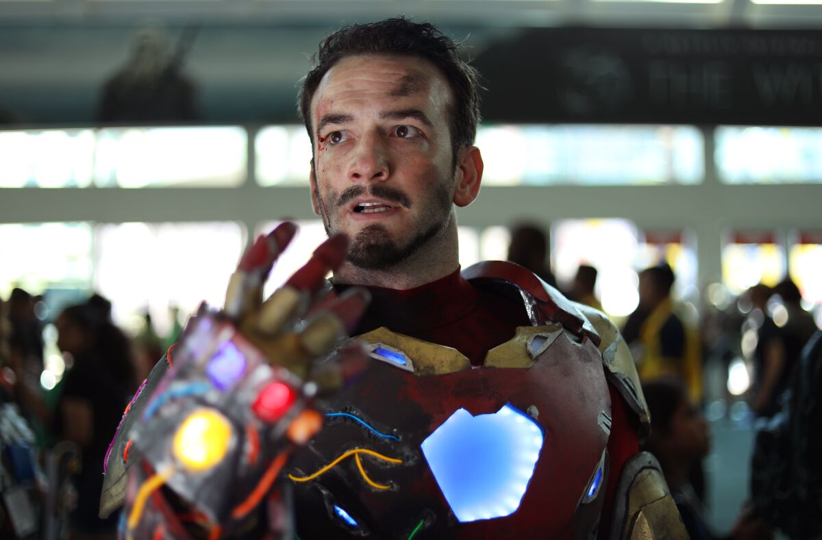 Cash Branson of Pittsburgh dressed as Iron Man  at Comic-Con International in San Diego on July 18, 2019. 