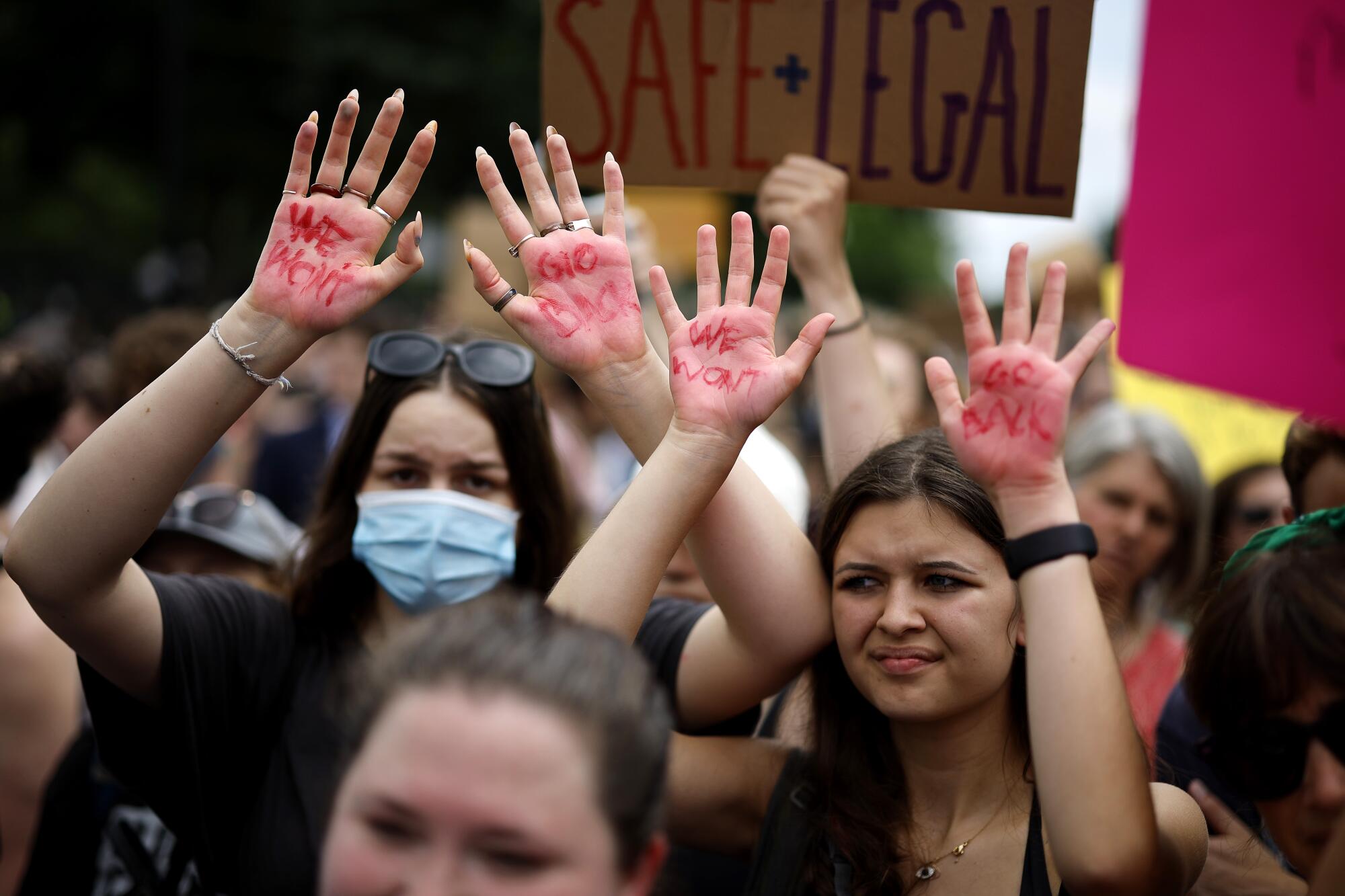 Activists gather in front of the U.S. Supreme Court.