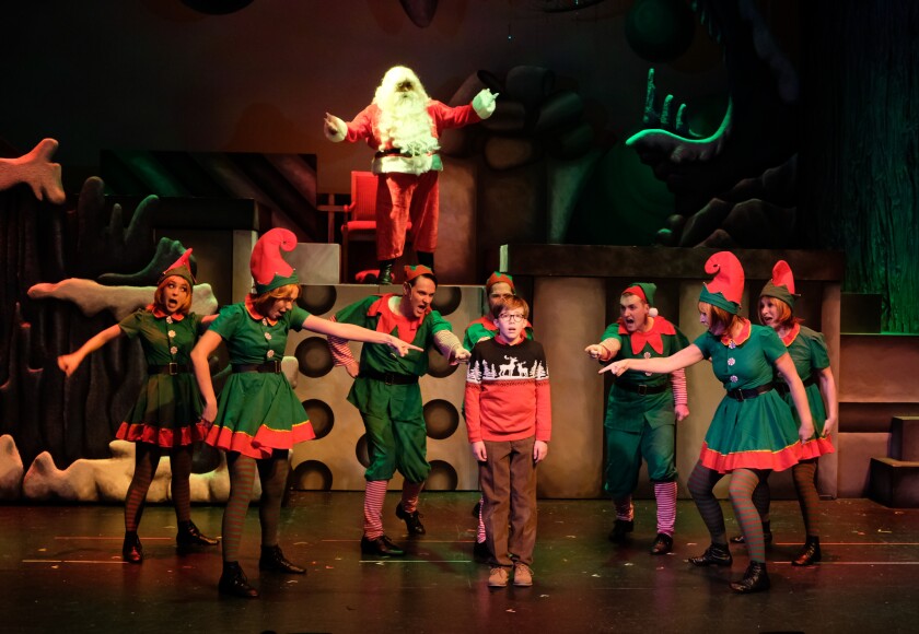 John Perry "JP" Wishchuk (center) and the cast of San Diego Musical Theatre's "A Christmas Story."