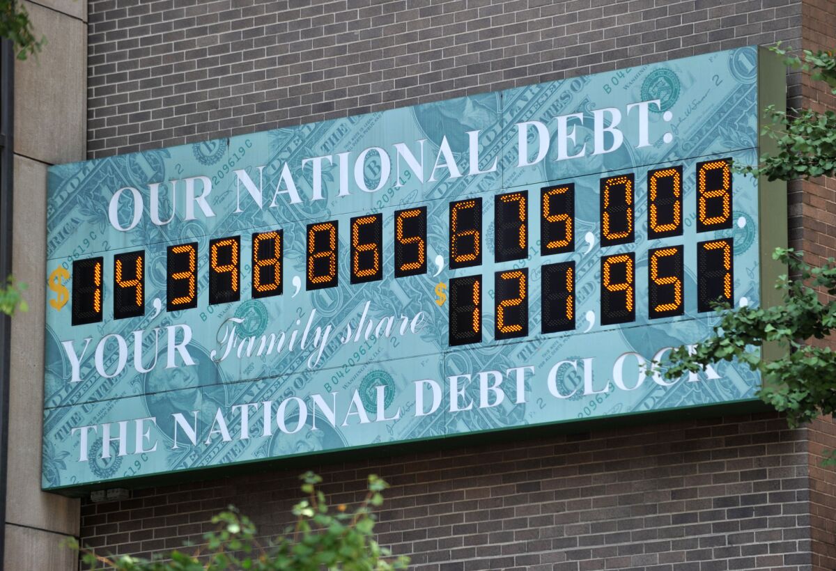 Tells us nothing useful: A conservative fiscal group's National Debt Clock, shown here in mid-2011 in New York.