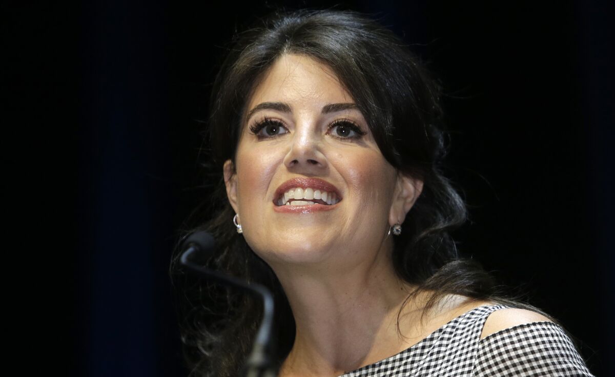 FILE - Monica Lewinsky attends the Cannes Lions 2015, International Advertising Festival in Cannes, southern France, on June 25, 2015. Lewinsky had a tempered, compassionate response to the death Tuesday of Ken Starr, the former independent counsel whose investigation of Bill Clinton helped reveal her affair with the president and, she once wrote, make her life a "living hell." (AP Photo/Lionel Cironneau, File)