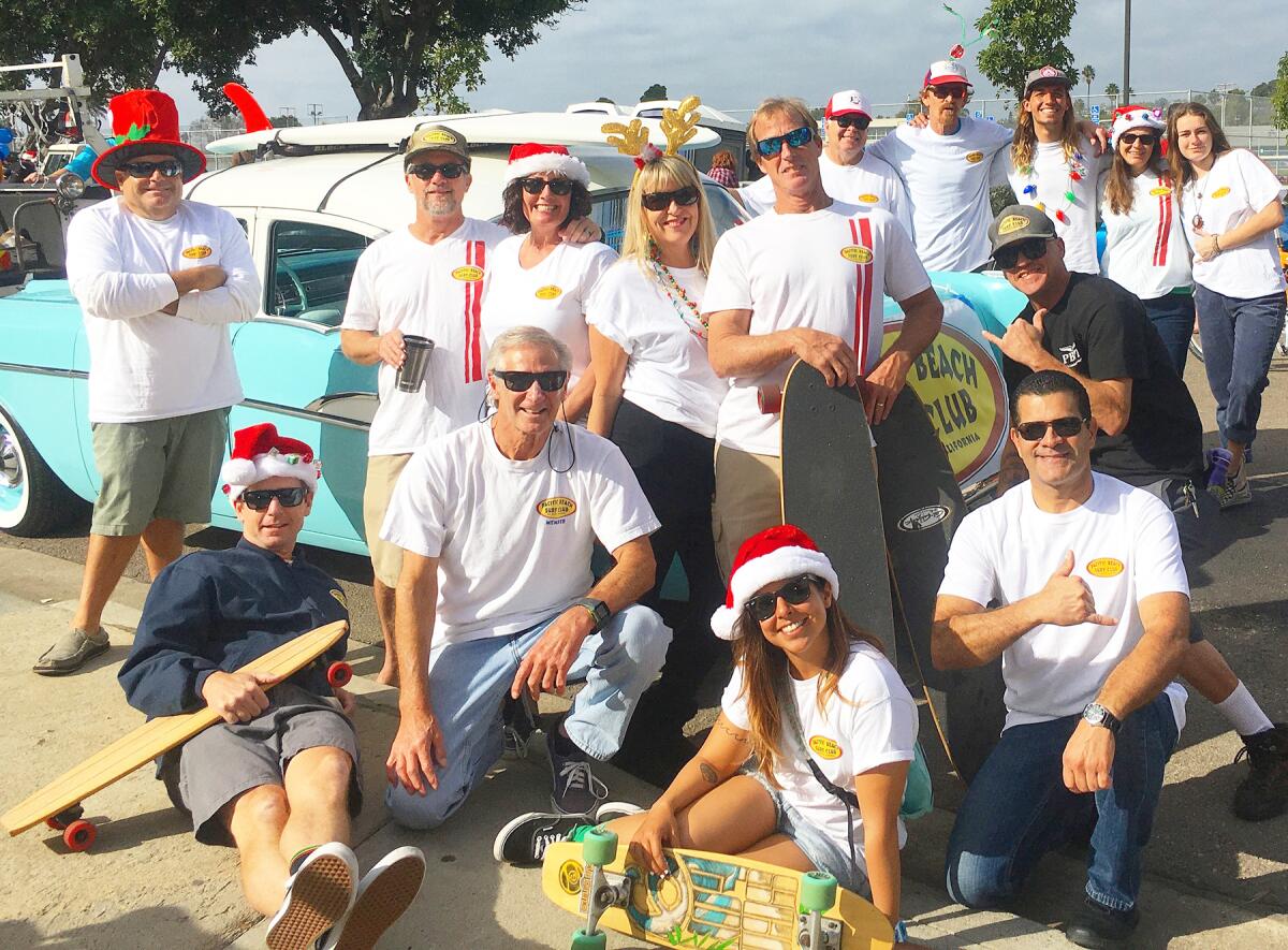PB Surf Club members participating in the Pacific Beach Holiday Parade.