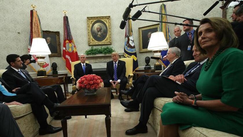 President Trump meets this week at the White House with congressional leaders, including House Minority Leader Nancy Pelosi. (Alex Wong / European Pressphoto Agency)