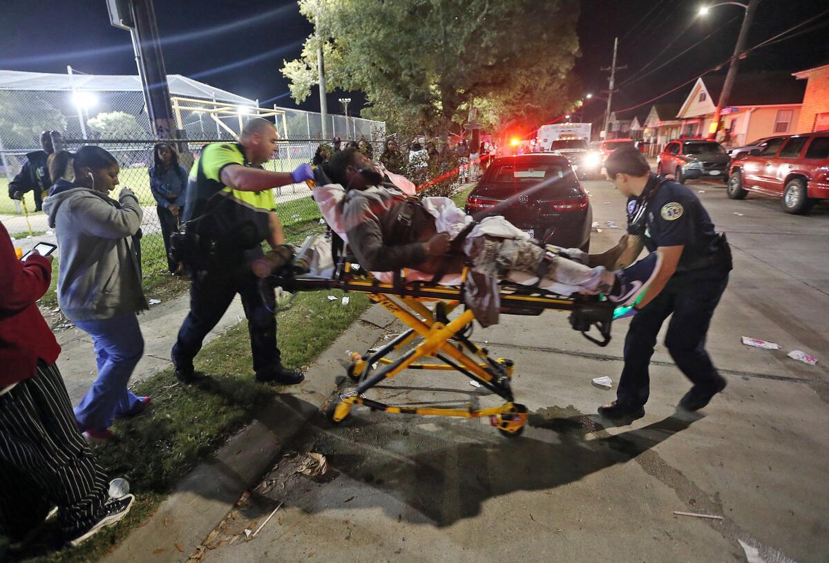 At least 10 people were shot at a party in a New Orleans park on Sunday, officials said. The extent of their injuries was not known.