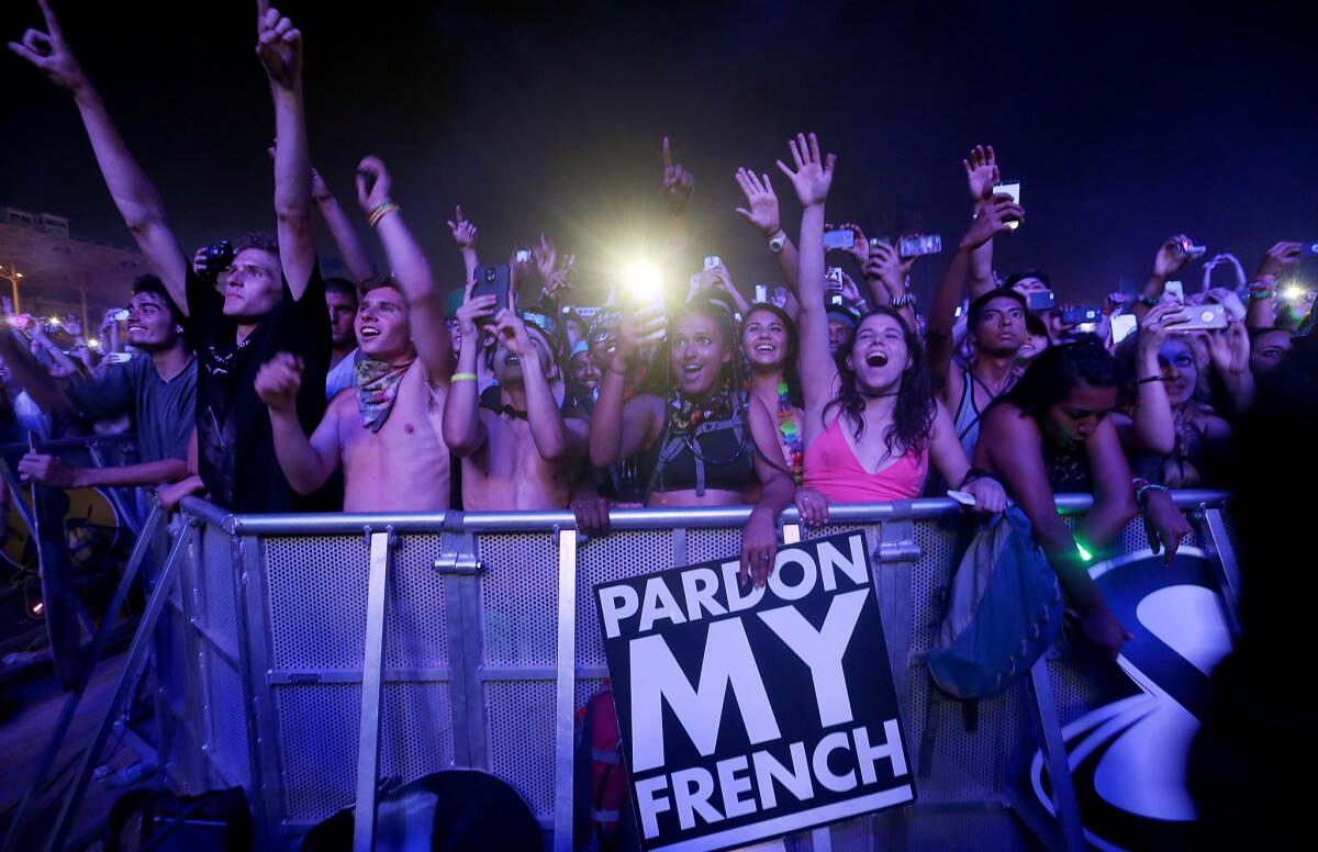 Fans watch a performance by Porter Robinson during Hard Summer at the Fairplex in Pomona on Saturday.