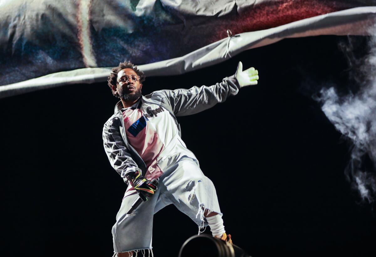 Kendrick Lamar performs as part of the Hillbillies.