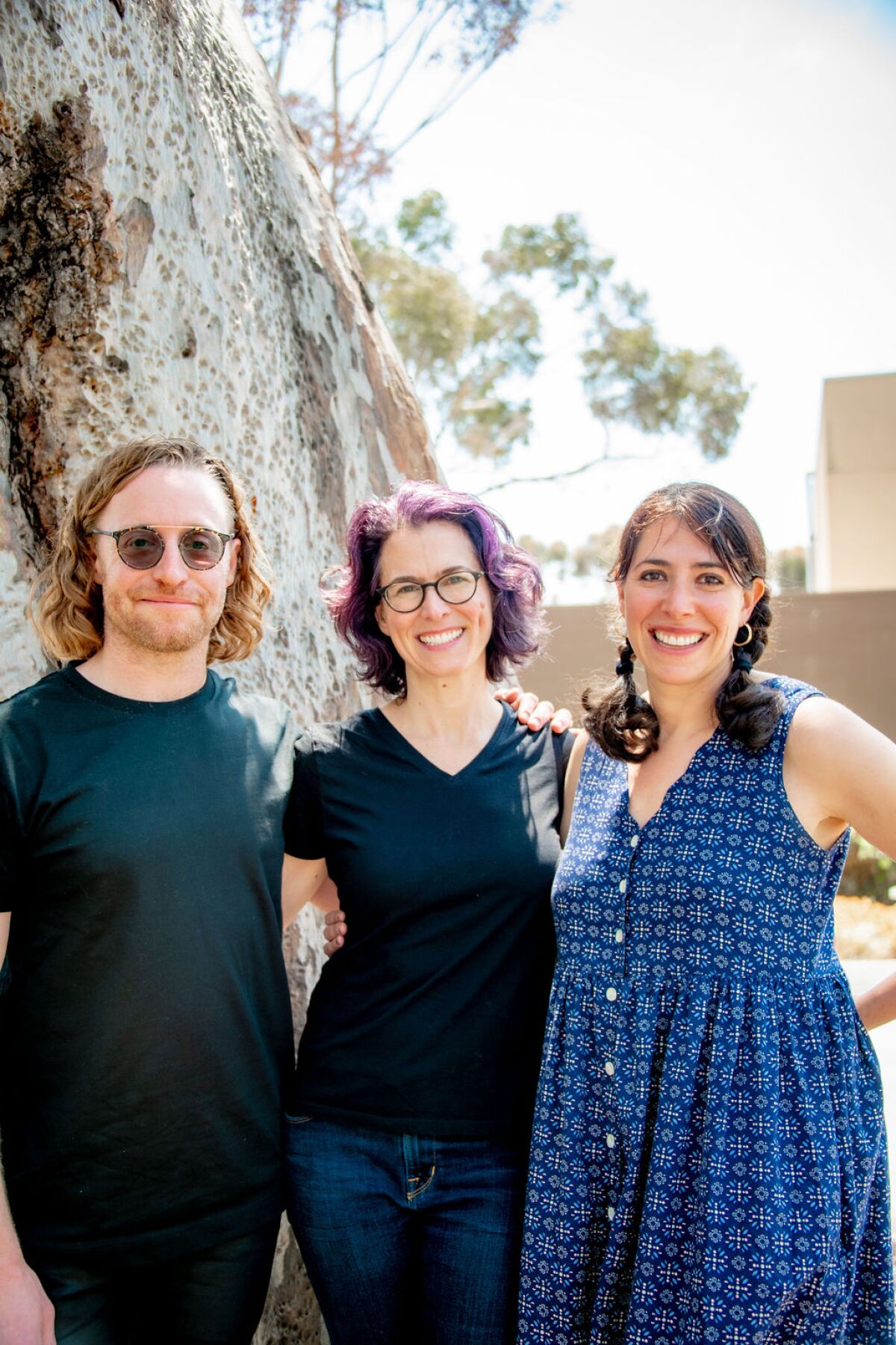The "Lempicka" creative team of Matt Gould, left, Carson Kreitzer and Rachel Chavkin at La Jolla Playhouse.