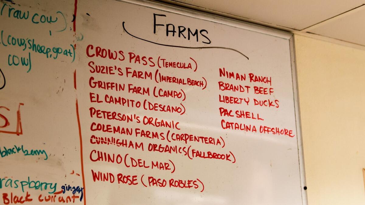 A list of local farms on a whiteboard in the kitchen at A.R. Valentien is somewhat outdated (Suzy's, for instance, is no longer in business), but it shows chef Jeff Jackson's commitment to using fresh, local ingredients, while supporting the region's farmers.