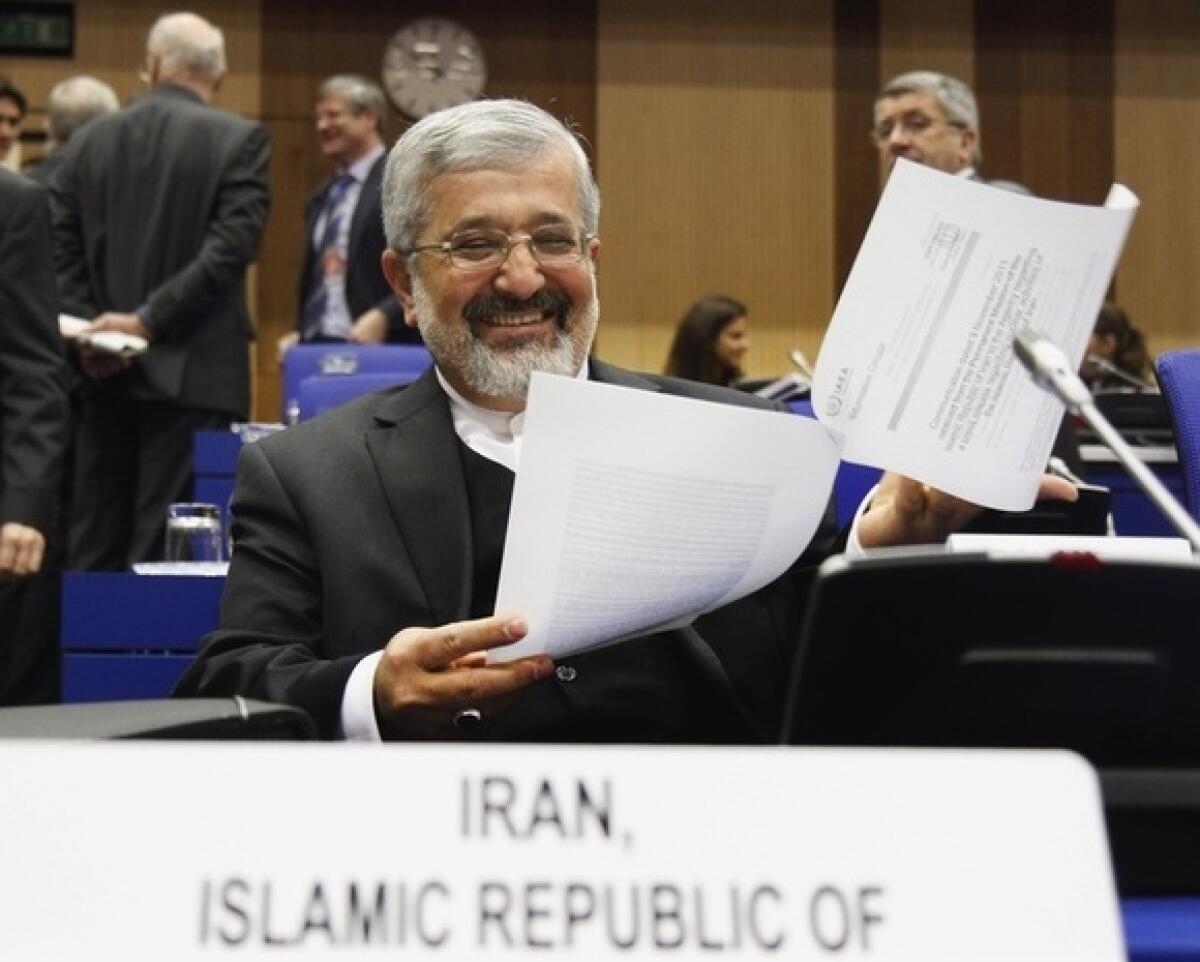 Ali Asghar Soltanieh, Iran's ambassador to the International Atomic Energy Agency, at an IAEA board of governors meeting in Vienna on Friday.