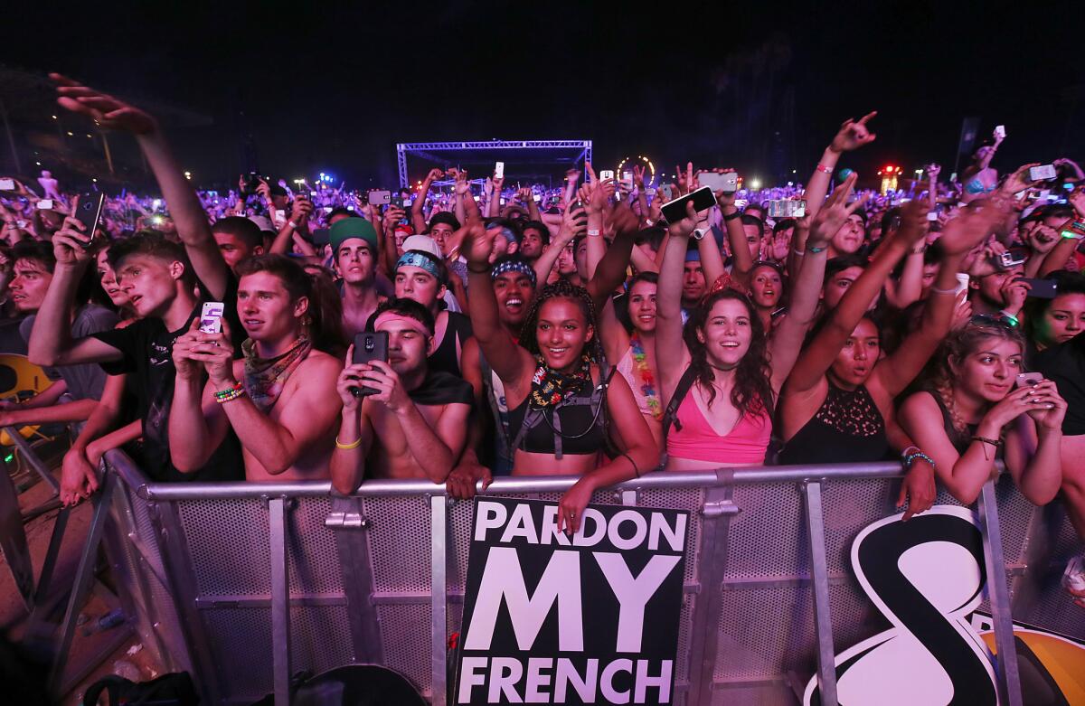 Fans during Hard Summer at the Fairplex in Pomona on Saturday, Aug. 1.