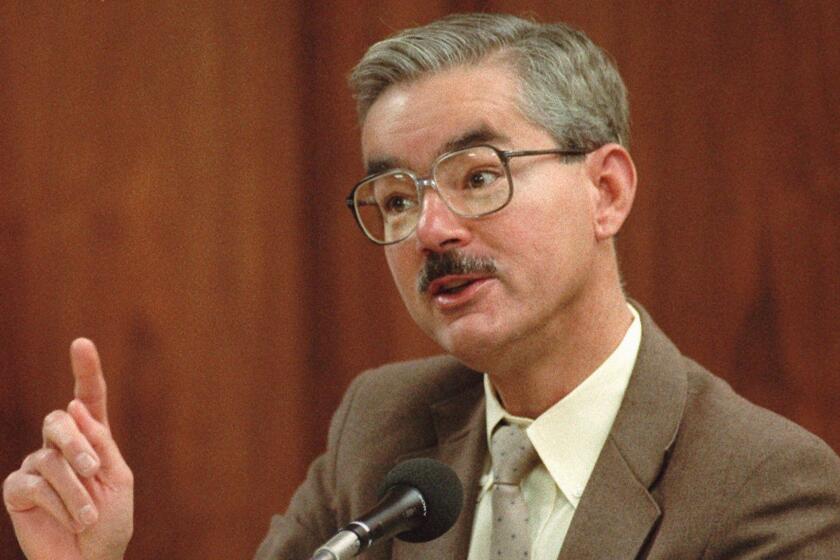 ME.Menendez.04?04.AP.Witness Dr. William Vicary testifies during the penalty phase of Lyle and Erik Menendez's double?murder trial at the Van Nuys Superior Court on 04/04/96. (photo: Nick Ut/Associated Press )