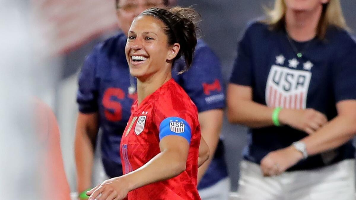 Carli Lloyd celebrates after scoring a goal against New Zealand in the U.S. women's national team's win on May 16.