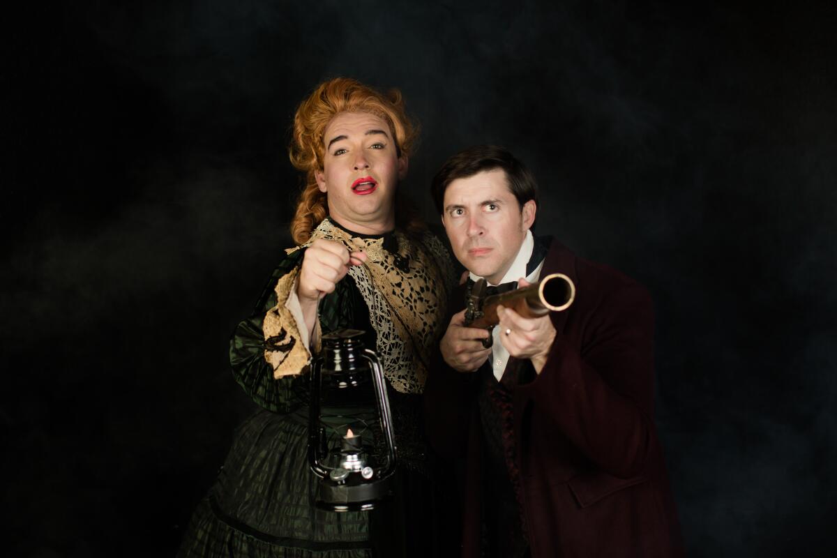Luke Harvey Jacobs, left, and Bryan Banville in Diversionary Theatre's "The Mystery of Irma Vep."