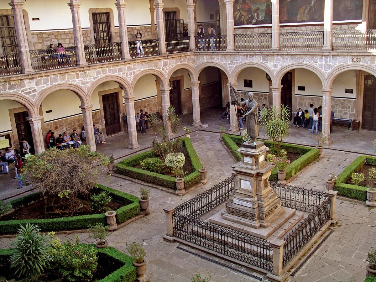 A courtyard at Universidad Michoacana de San Nicolás de Hidalgo in Morelia, one of the oldest universities in North America.