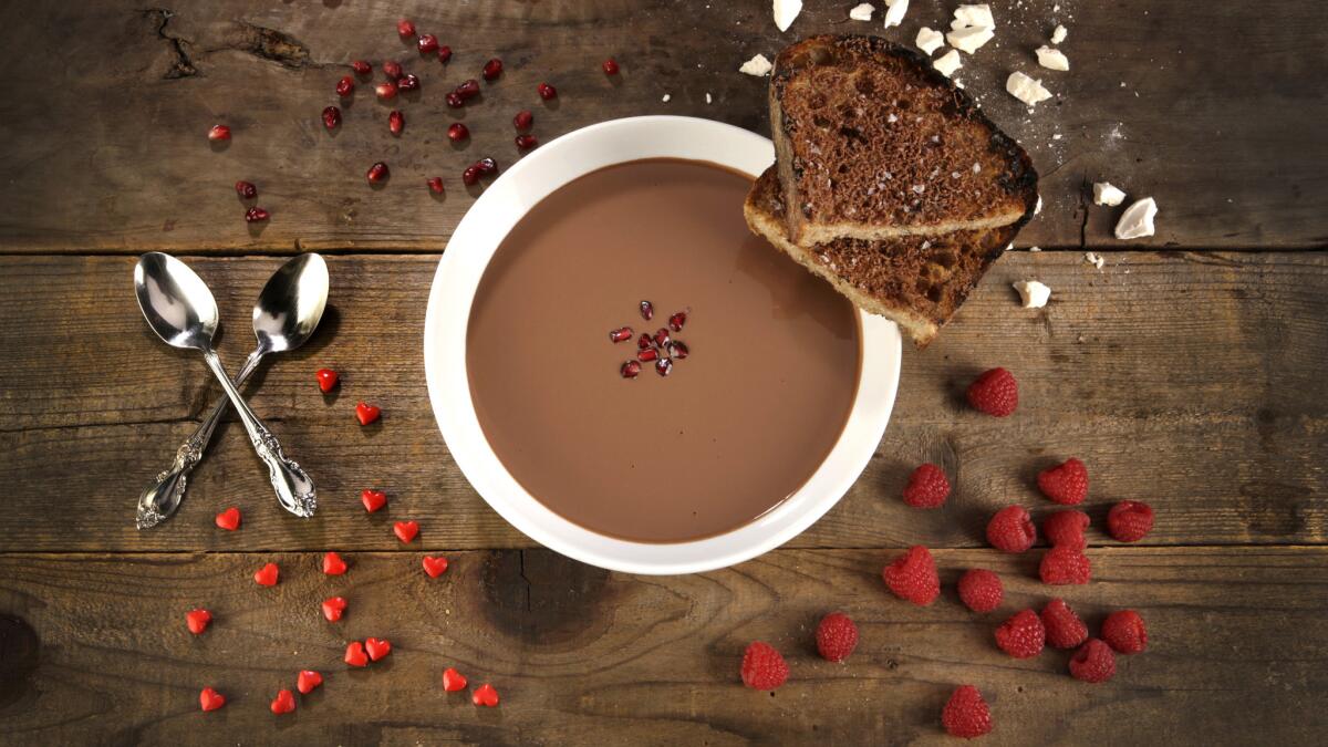 Chocolate soup for Valentine's Day.