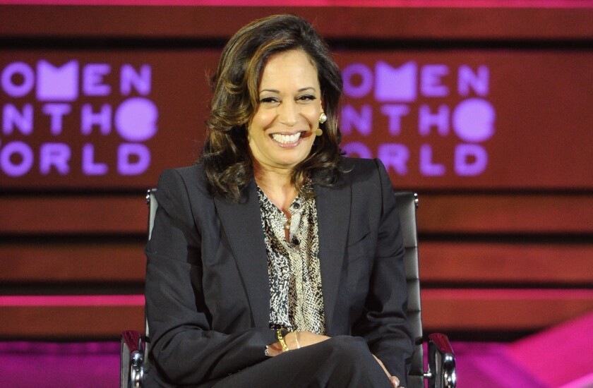 California Atty. Gen. Kamala D. Harris, who is running to replace Sen. Barbara Boxer, speaks during the Women in the World Summit in New York on April 23.