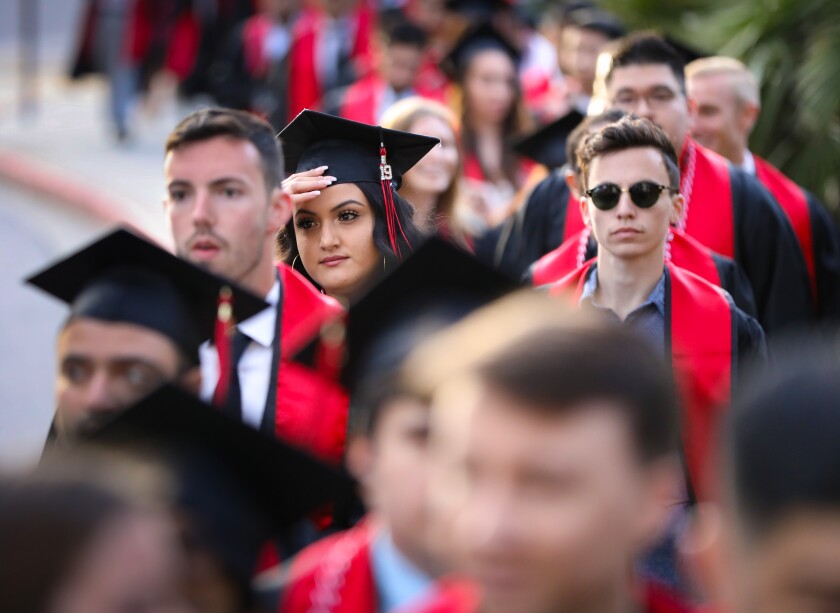SDSU graduation in May 2019. The university plans to hold its graduation ceremonies at Petco Park in May.