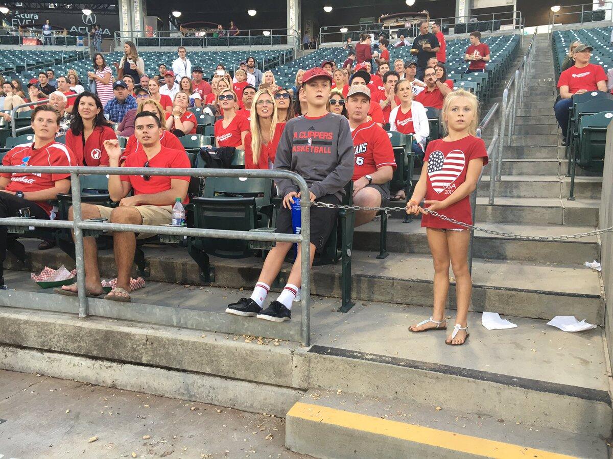 Republican fans watch the game.