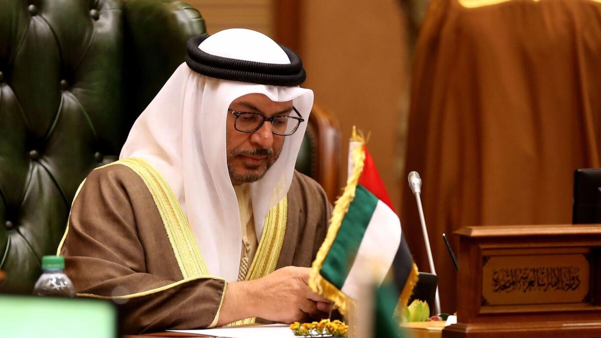United Arab Emirates official Anwar Gargash attends a meeting of the Gulf Cooperation Council in Kuwait.