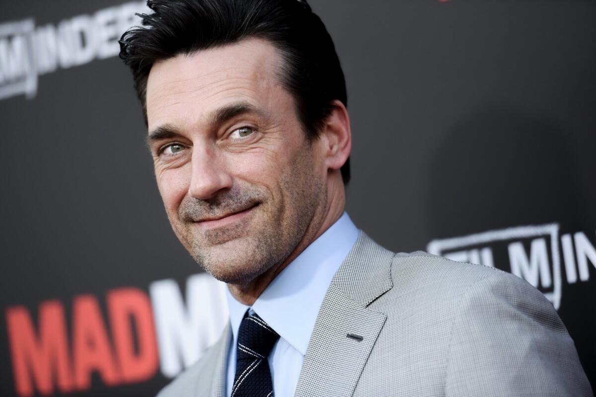 Jon Hamm arrives at Ace Hotel on Sunday for a live reading of a script from "Mad Men's" first season.