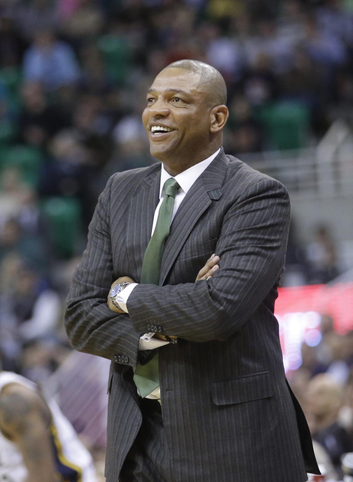 Coach Doc Rivers looks on as the Clippers play Utah on Jan. 28. He says only two people -- now three, apparently -- call him by his given name: Glenn.