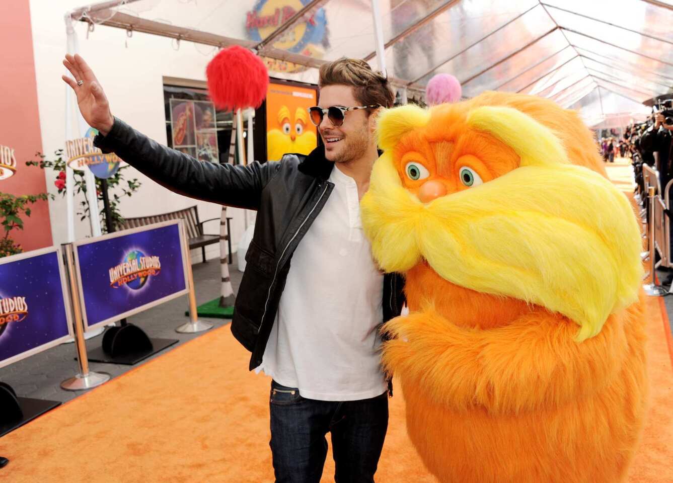 Zac Efron and the cast of "The Lorax" hit the red carpet at Universal City on Feb. 19 to celebrate the opening of the new Dr. Seuss children's movie. Efron provides the voice of Ted, a 12-year-old boy from the artificial town of Thneed-Ville who sets out in search of real trees to impress a girl.