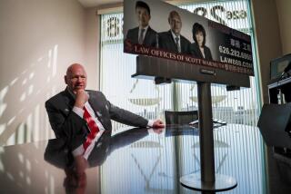 SAN GABRIEL, CA, MARCH 27, 2023 - Portrait of attorney Scott Warmuth, whose billboard ads have made him a fixture in the Chinese community, at his office in San Gabriel. (Robert Gauthier/Los Angeles Times)