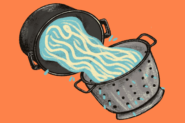 Gif illustration for the "How to boil water" series on how to make wheat noodles