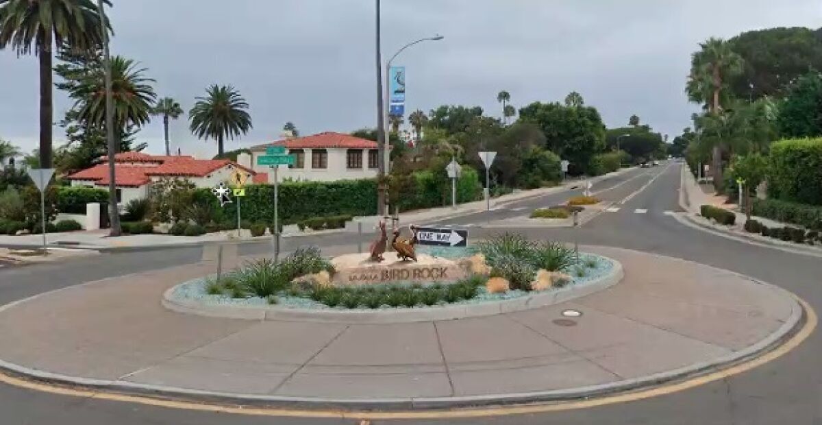 A rendering presented to the BRCC by Trace Wilson of a possible neighborhood sign for the La Jolla Boulevard roundabouts.