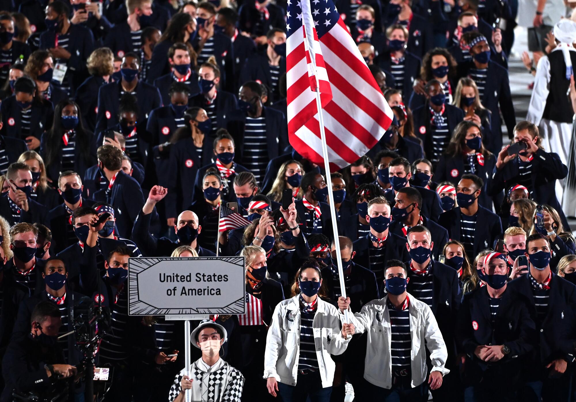 Team USA walks during the opening ceremony at the Tokyo Olympics. 