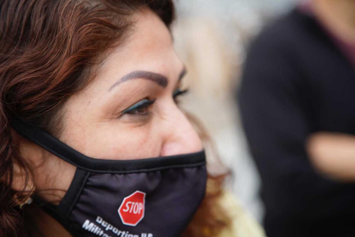A close-up of Rocio Rebollar Gomez wearing a mask