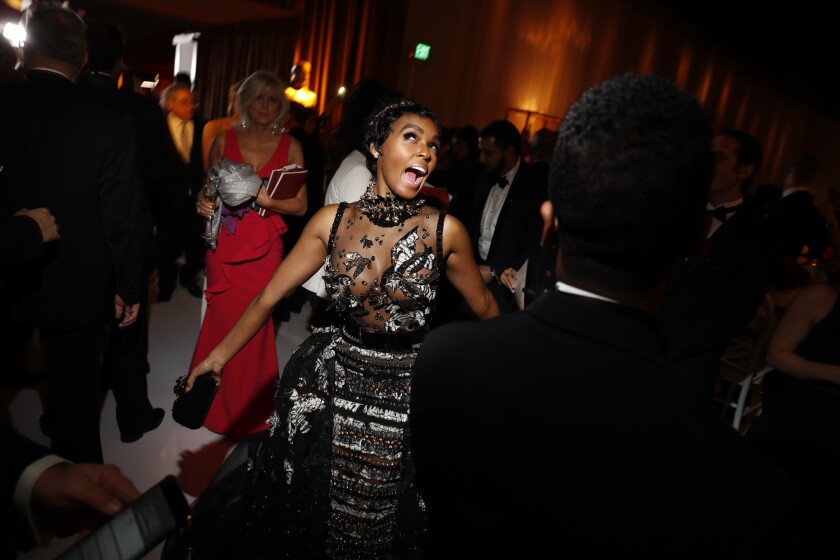 Janelle Monae, who appeared in both "Moonlight" and "Hidden Figures," at the 89th Academy Awards Governors Ball.