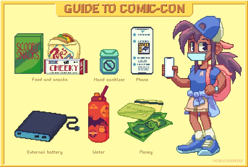 An illustration of all the things you'll need at Comic-Con