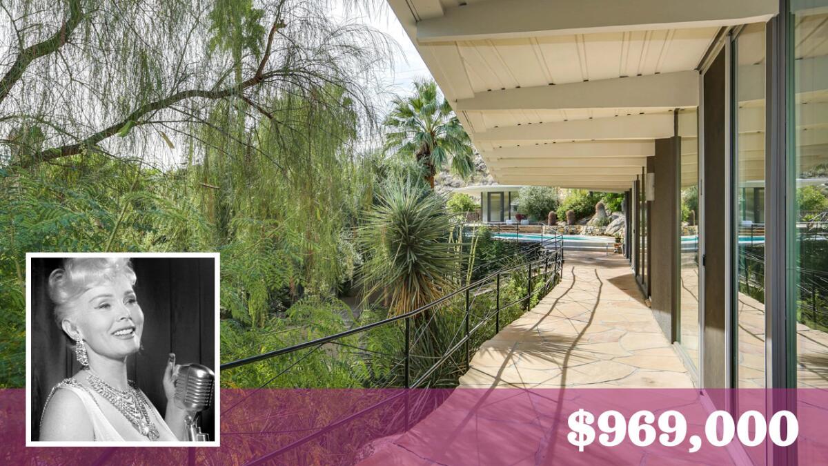 A former Midcentury Modern-style home of late actress Zsa Zsa Gabor has come on the market in Palm Springs for $969,000.