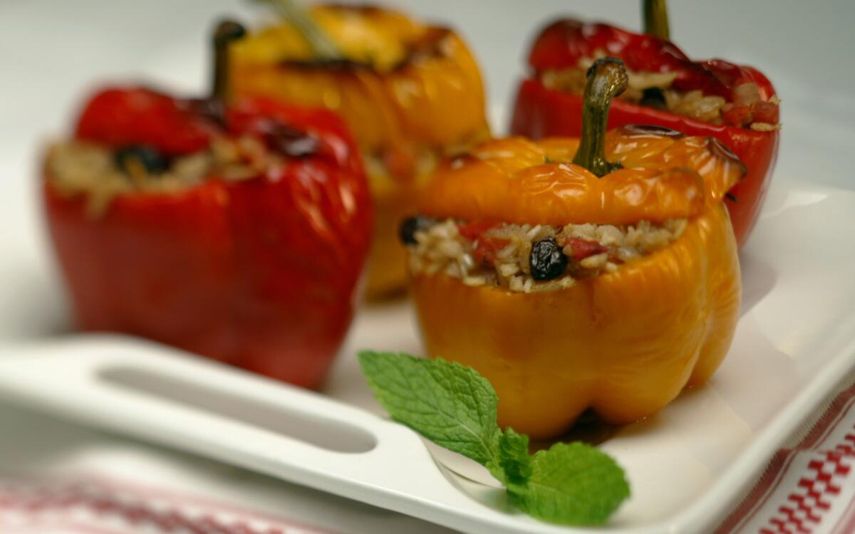 Stuffed Sweet Peppers With Rice and Currants