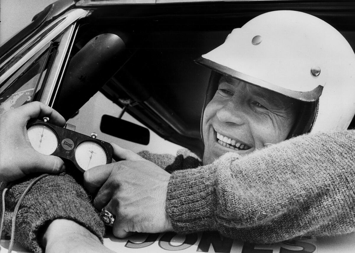 Parnelli Jones smiles in a helmet in 1963.