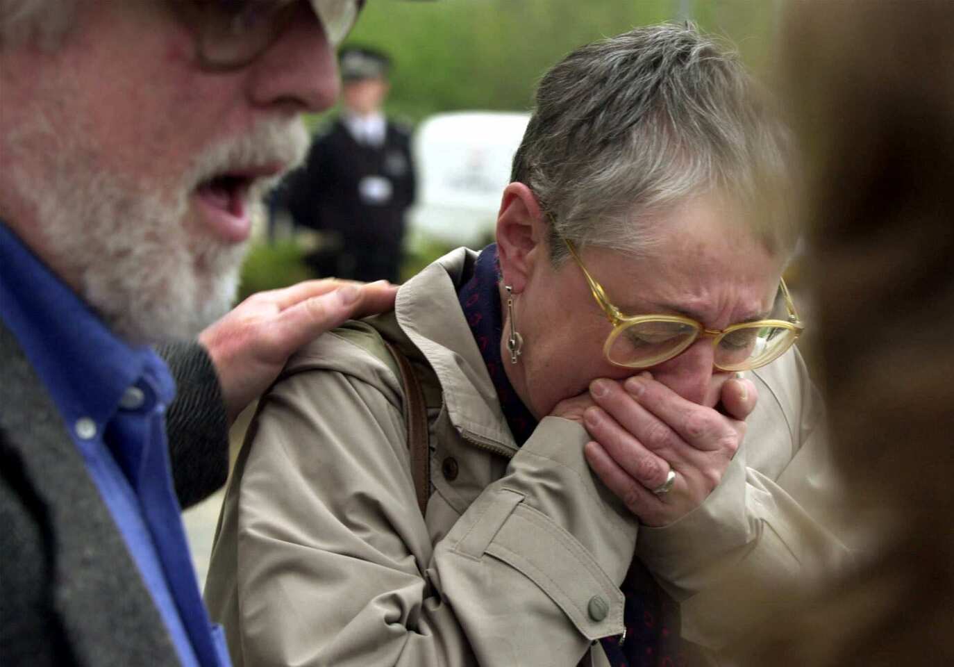 Susan Cohen of Cape May Court House, N.J., is comforted by her husband, Dan, as she breaks down after leaving the Scottish Court at the end of the first day of the trial against two Libyans at Camp Zeist, Netherlands, in 2000.