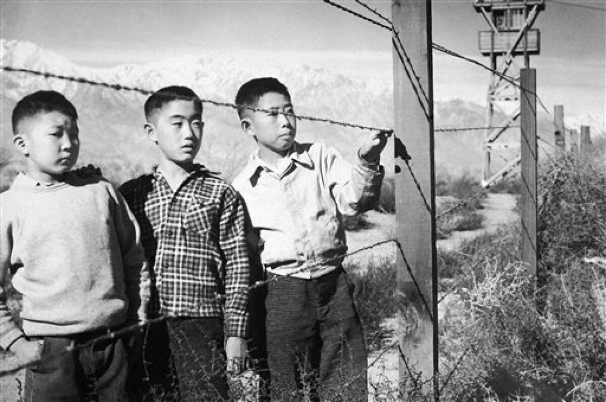 This is a historical photo of unidentified children at the Manzanar internment camp in Independence, Calif.