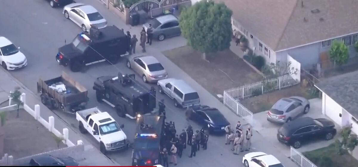 Multiple law enforcement agencies responded to the shooting near 4200 Filhurst Ave.