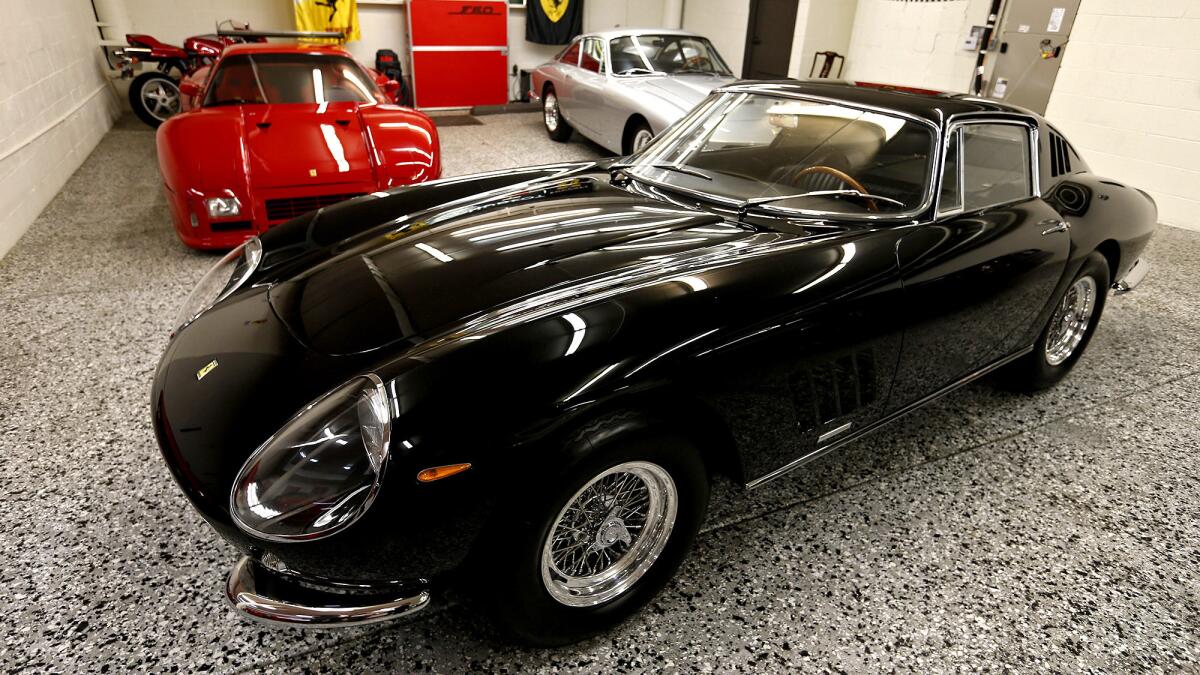 Lee's underground vehicle vault includes vintage motorcycles and cars, including this rare black 1968 275 GTB 6C, pictured in 2015. (Allen J. Schaben / Los Angeles Times)