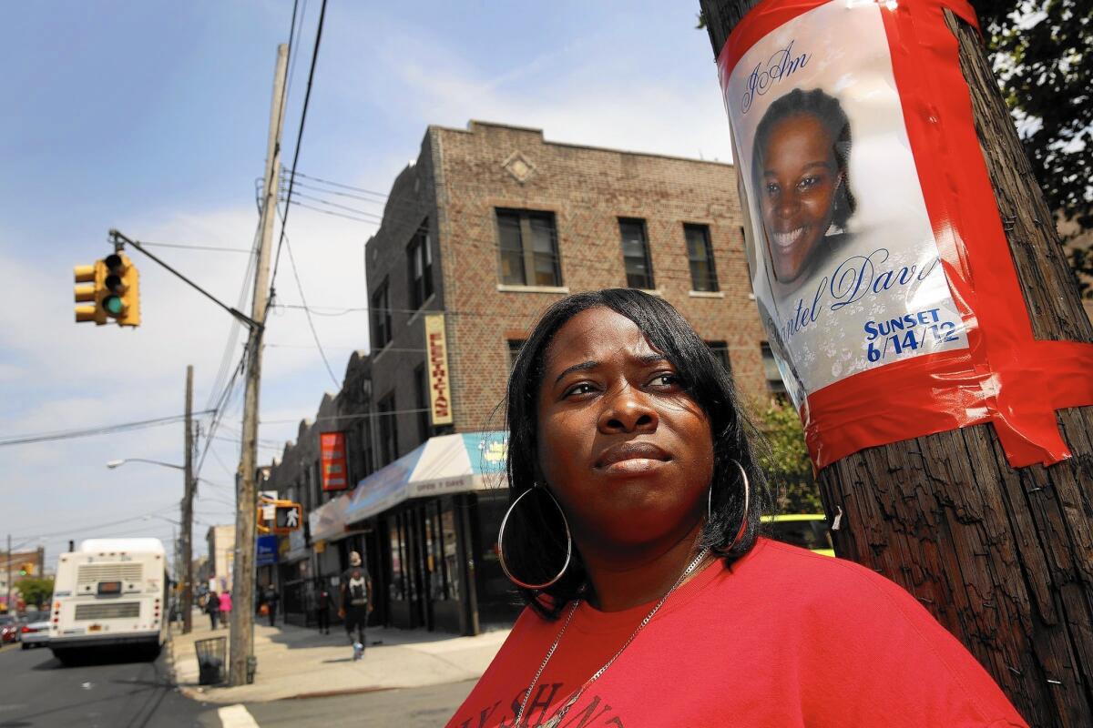 “The police portrayed her as a career criminal, but she was unarmed when they shot her,” says Natasha Duncan, standing on the Brooklyn corner where her sister Shantel Davis was killed by a police detective three years ago.