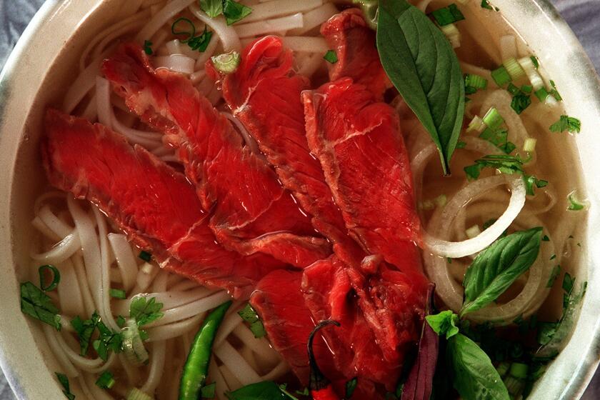 A bowl of comforting pho noodle soup.