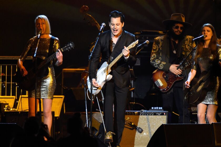 Jack White performs at the 25th anniversary MusiCares 2015 Person Of The Year Gala honoring Bob Dylan at the Los Angeles Convention Center on Feb. 6, 2015.