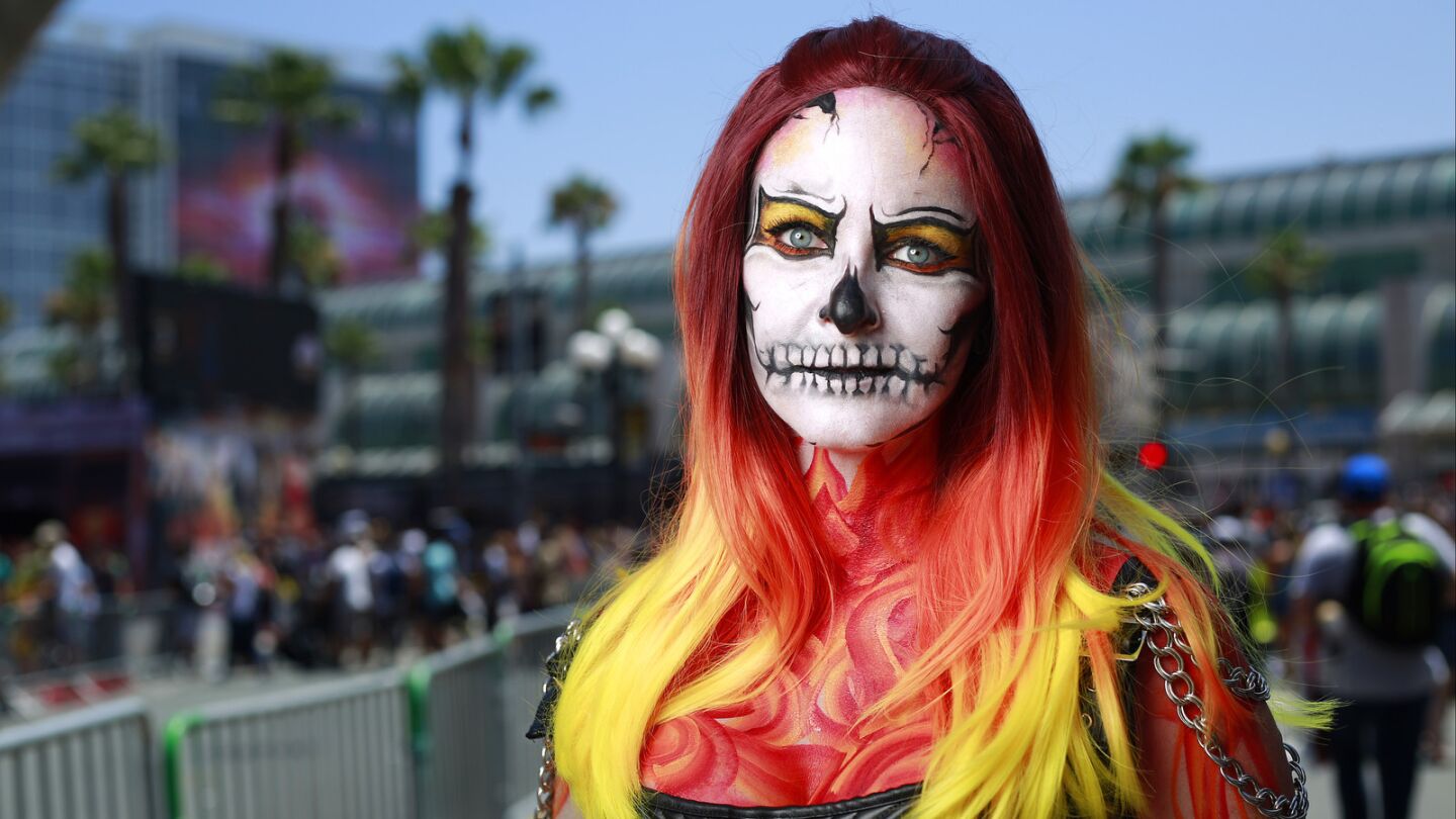 Sheila Noseworthy of Oceanside dressed as Ghost Rider at Comic-Con.