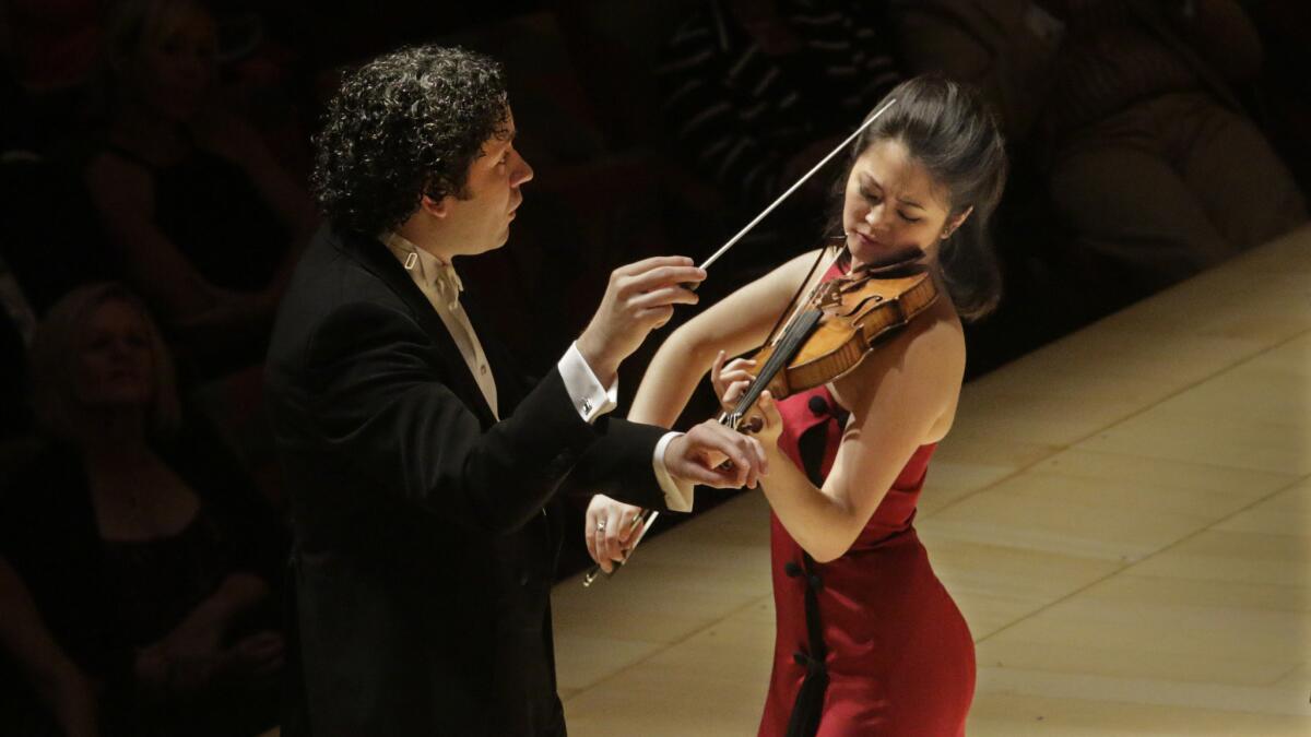 Gustavo Dudamel conducting the Los Angeles Philharmonic with violinist Simone Porter in Beethoven's Romance No. 2.