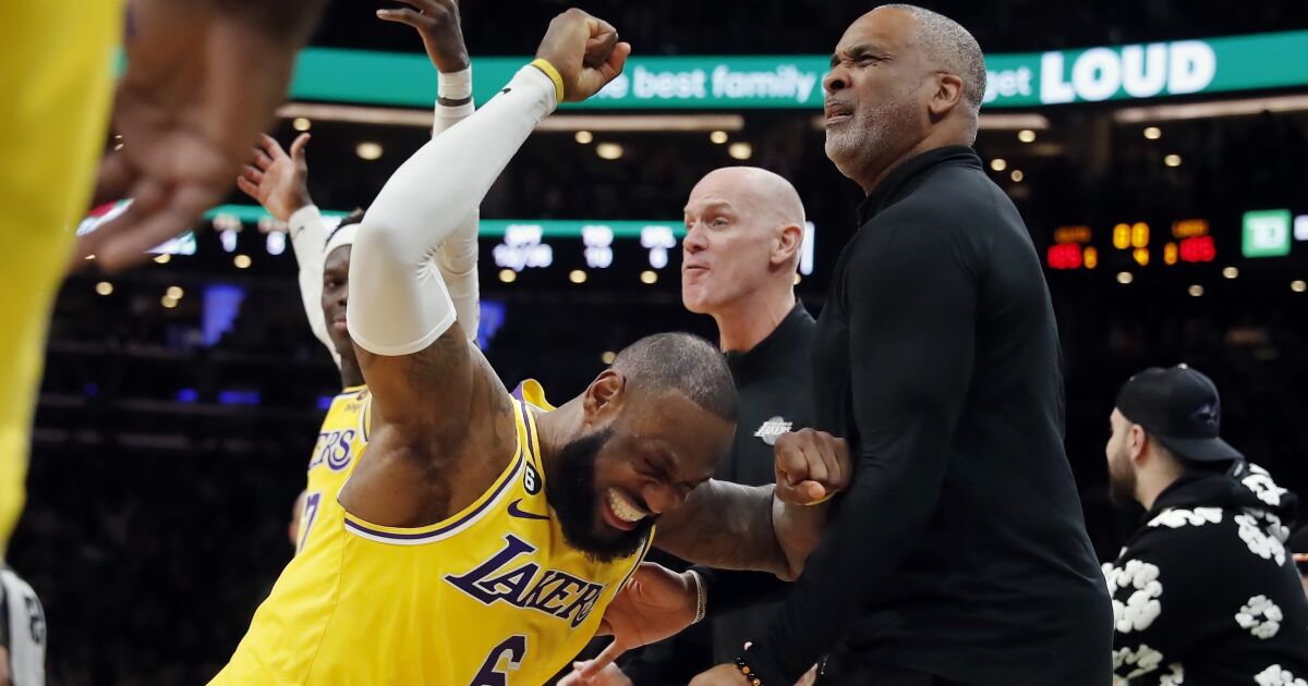 LeBron James and Lakers left frustrated after missed foul call in OT loss to Celtics